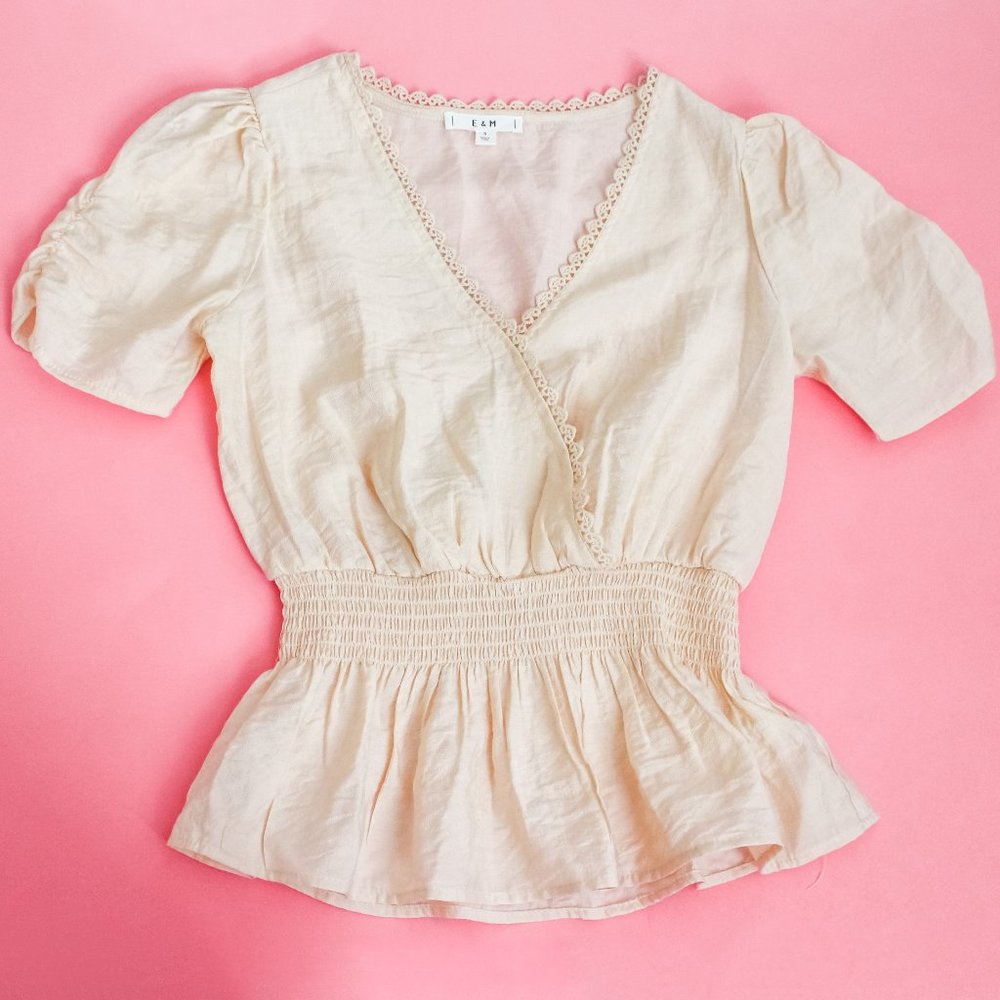 Tan Puff Sleeve Blouse